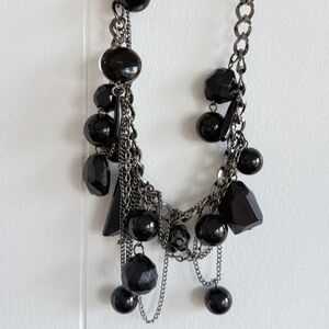 Black Statement Multi-Chain Necklace - Unbranded